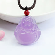 Buddha Stones Laughing Buddha Purple Jade Happiness Necklace Pendant Necklaces & Pendants BS Purple Jade&String