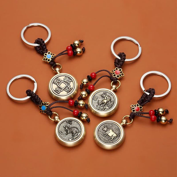 Buddha Stones 12 Chinese Zodiac Blessing Wealth Fortune Keychain Key Chain BS 13