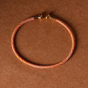 Buddha Stones Simple Design Handmade Luck Braid String Cuff Bracelet Bracelet BS Pink Orange