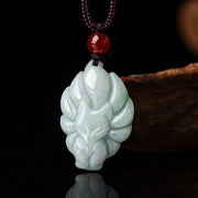 Buddha Stones Natural Jade Nine Tailed Fox Luck Prosperity Necklace Pendant Necklaces & Pendants BS 4