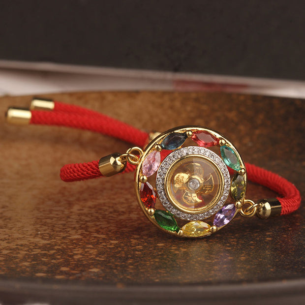 Buddha Stones Colorful Zircon Copper Wealth Luck Rotation Bracelet Necklace Pendant Bracelet Necklaces & Pendants BS 15