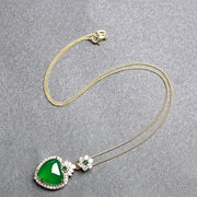 Buddha Stones Green Chalcedony Love Heart Design Strength Necklace Pendant Necklaces & Pendants BS 1