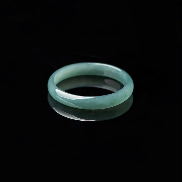 Buddha Stones Natural Jade Prosperity Protection Ring Ring BS 8