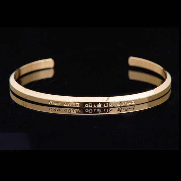 Buddha Stones Six True Words Engraving Titanium Steel Blessing Protection Bracelet Bracelet BS Kurukullā Gold Large