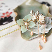 Buddha Stones Pearl Flower Charm Peace Happiness Hairpin Decoration Hairpin BS 4