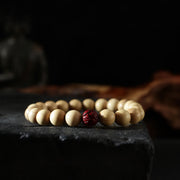 Buddha Stones Tibet Peach Wood Lotus Cinnabar Bagua Yin Yang Luck Wealth Bracelet Bracelet BS 8mm Cinnabar (Calm ♥ Concentration)
