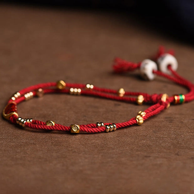 Buddha Stones Handmade Cinnabar Dumplings Design Luck Braided Red Rope Bracelet