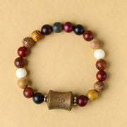 Buddha Stones Tibet Multicolored Sandalwood Om Mani Padme Hum Protection Bracelet Bracelet BS 6