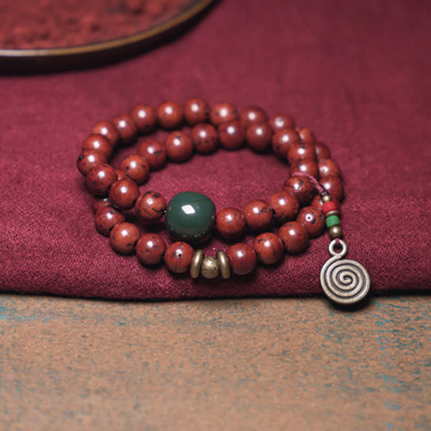 Buddha Stones Bodhi Seed Cyan Jade Copper Peace Luck Bracelet Bracelet BS 6