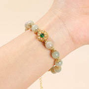 Buddha Stones Natural Jade Prosperity Bead Chain Bracelet Bracelet BS 4