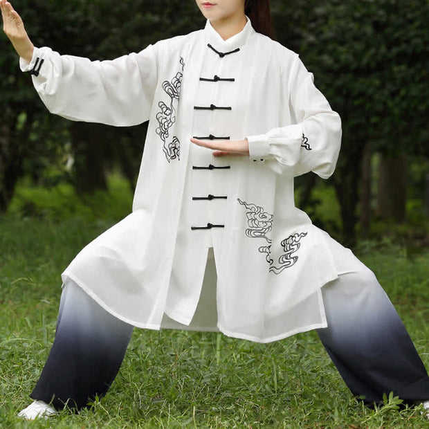 Buddha Stones Auspicious Clouds Gradient Meditation Prayer Spiritual Zen Tai Chi Qigong Practice Women's Clothing Set Clothes BS 3