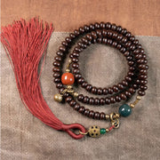 Buddha Stones 108 Mala Beads Natural Tibet Purple Bodhi Seed Auspiciousness Bracelet Mala Bracelet BS 14