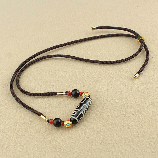 Buddha Stones Tibetan Nine-Eye Dzi Bead Protection Blessings String Necklace Pendant Necklaces & Pendants BS 6