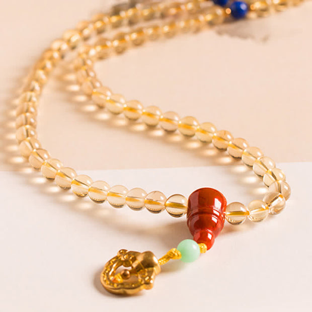 Buddha Stones 925 Sterling Silver 108 Mala Beads Natural Citrine Red Agate Amber Pleasure Charm Bracelet Mala Bracelet BS 9