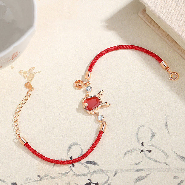 ❗❗❗A Flash Sale- Buddha Stones 925 Sterling Silver Year of the Dragon Natural Red Agate Dragon Attract Fortune Fu Character Strength Bracelet Necklace Pendant Earrings Bracelet Necklaces & Pendants BS 19