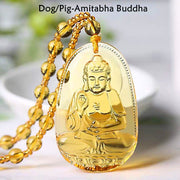 Buddha Stones Citrine Guardian Buddha Serenity Pendant Necklace Necklaces & Pendants BS 8