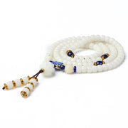 Buddha Stones White Bodhi Seed Mala 108  Beads Wealth Bracelet Bracelet BS 4