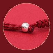 Buddha Stones 999 Sterling Silver PiXiu Strawberry Quartz Bead Wealth Luck Braided Bracelet Bracelet BS 7