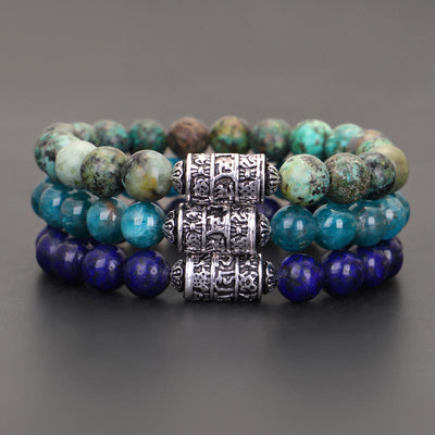 Buddha Stones Natural Lazurite Pietersite Unakite Om Mani Padme Hum Bead Positive Bracelet Bracelet BS main