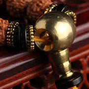 Buddha Stones 108 Mala Beads Rudraksha Bodhi Seed Dzi Bead Luck Wealth Bracelet Mala Bracelet BS 3