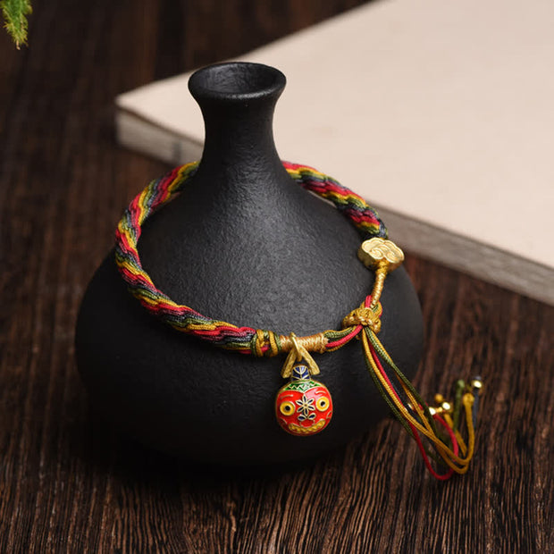 Buddha Stones Gold Swallowing Beast Family Luck Reincarnation Knot Colorful String Bracelet Bracelet BS Gold Swallowing Beast Mother(Wrist Circumference 16-26cm)