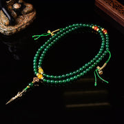 Buddha Stones 108 Beads Natural Green Agate Success Bracelet Mala Mala Bracelet BS 4