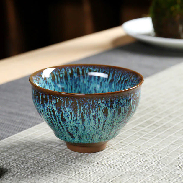 Buddha Stones Multicolor Ceramic Teacup Ocean Wave Tea Cups