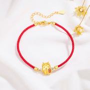 Buddha Stones 925 Sterling Silver Year Of The Dragon Lucky Golden Dragon Strength Red Rope Chain Bracelet Bracelet BS 1