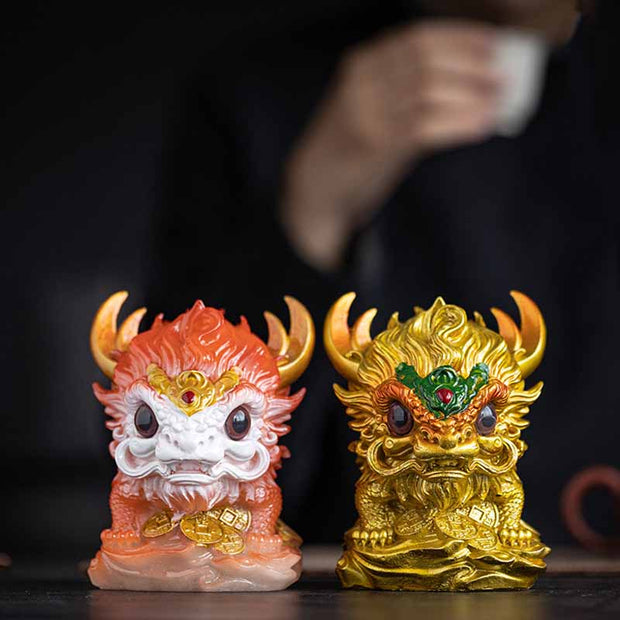 Buddha Stones Color Changing Small Kirin Resin Tea Pet Home Figurine Decoration Decorations BS 16