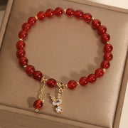 Buddha Stones Red Agate Rabbit Star Fu Character Self-acceptance Charm Bracelet