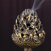 Buddha Stones Tibetan Mini Mountain Pattern Meditation Copper Alloy Incense Burner Incense Burner BS 6