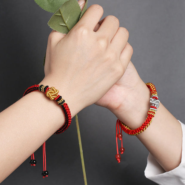 Buddha Stones Colorful Rope True Love Knot Luck Handmade Bracelet