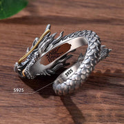 Buddha Stones 925 Sterling Silver Vintage Dragon Design Protection Strength Adjustable Ring Ring BS 6