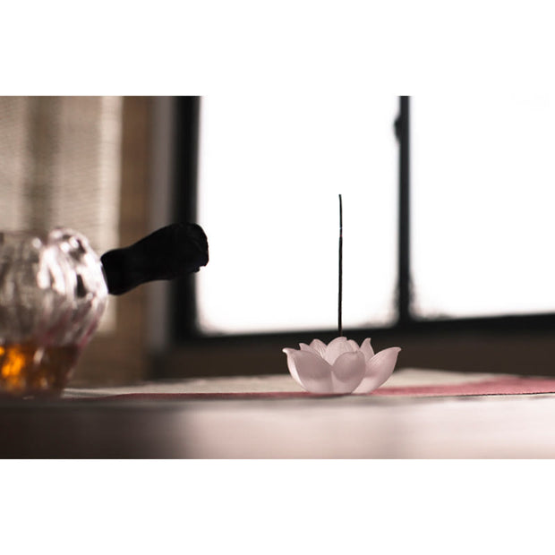 Buddha Stones Mini Lotus Liuli Crystal Healing Meditation Stick Incense Burner Decorations BS 20