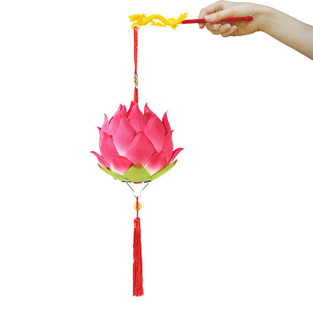 Buddha Stones DIY Lotus Flower Dragon Lantern Tassel Lamp Decoration Decorations BS 12