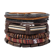 Buddha Stones Wrap Hemp Cords Wood Beads Leather Bracelet Bracelet BS Classic Style