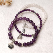 Buddha Stones 3PCS Natural Quartz Crystal Beaded Healing Energy Lotus Bracelet Bracelet BS 2