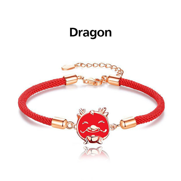 Buddha Stones 925 Sterling Silver Year of the Dragon Cute Chinese Zodiac Color Change Protection Bracelet Bracelet BS Dragon(Wrist Circumference 14-16cm)