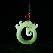 Buddha Stones White Jade Cyan Jade Dragon Protection Necklace String Pendant Necklaces & Pendants BS 4