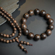 Buddha Stones 108 Mala Beads Agarwood Peace Strength Calm Bracelet Bracelet Mala BS 11