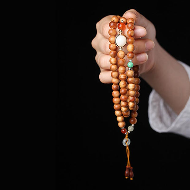 Buddha Stones Tibetan Rosewood Mala Healing Necklace Bracelet Bracelet BS 2