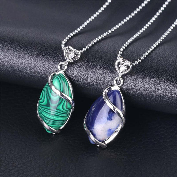 Buddha Stones Marquise Pattern Natural Crystal Stone Charm Necklace Pendant Necklaces & Pendants BS 32