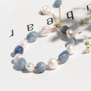 Buddha Stones Natural Blue Aventurine Crystal Pearl Bead Healing Bracelet Bracelet BS 4