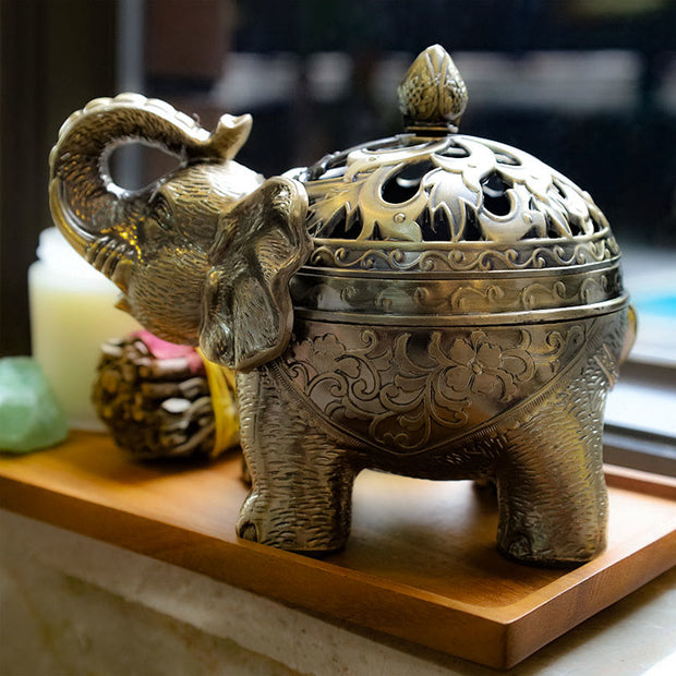 Buddha Stones Elephant Alloy Incense Holder Home Decoration Incense Burner Incense Burner BS 9