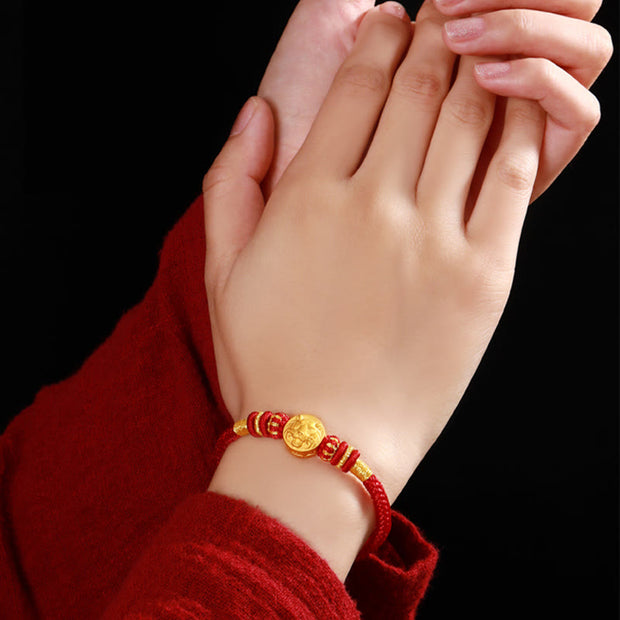 Buddha Stones 999 Gold Chinese Zodiac Auspicious Matches Om Mani Padme Hum Luck Handcrafted Bracelet Bracelet BS 12