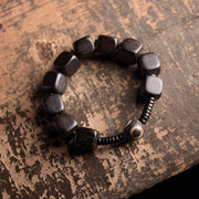 Buddha Stones Tibetan Ebony Wood Dzi Bead Strength Bracelet Bracelet BS 3