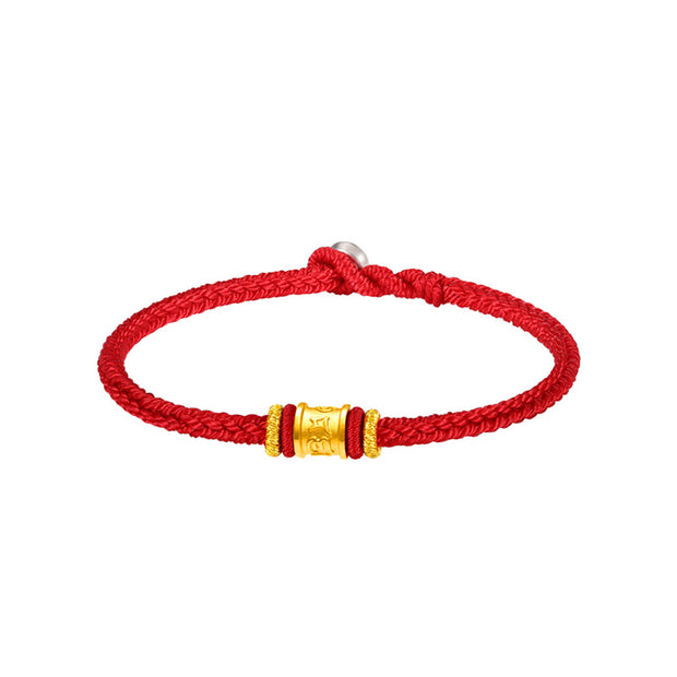 Buddha Stones Tibet 999 Gold Om Mani Padme Hum Engraved Protection Lucky Bead Bracelet Bracelet BS 8