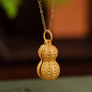 Buddha Stones 925 Sterling Silver Hetian White Jade Peanut Luck Necklace Pendant Necklaces & Pendants BS 4