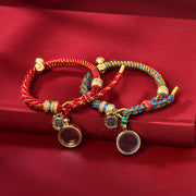 Buddha Stones Tibetan Om Mani Padme Hum Carved Zakiram Goddess of Wealth Charm Amulet Bracelet Bracelet BS 7