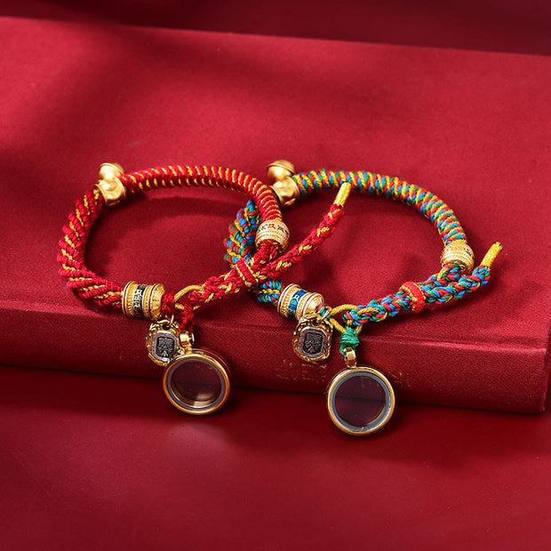 Buddha Stones Tibetan Om Mani Padme Hum Carved Zakiram Goddess of Wealth Charm Amulet Bracelet Bracelet BS 7